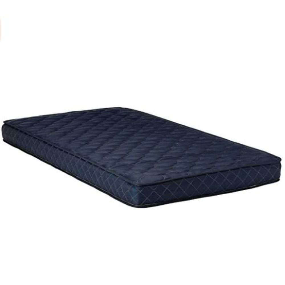 6" Navy Blue Twin Memory Foam Water Resistant Mattress. Foam, spring and hybrid mattresse isolated on a plain white background, finished in navy.