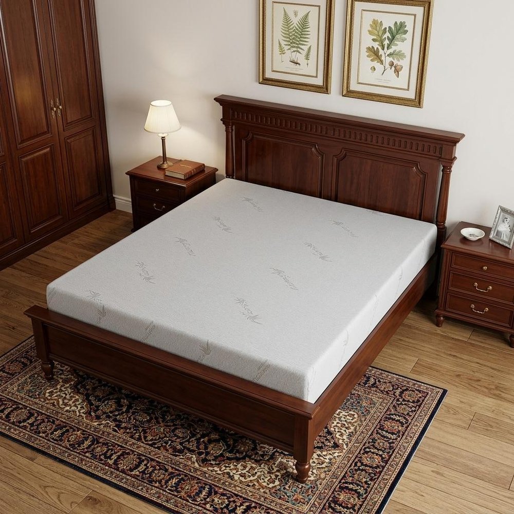 6" Full Double Aloe Vera Infused Medium Memory Foam Mattress in a home interior