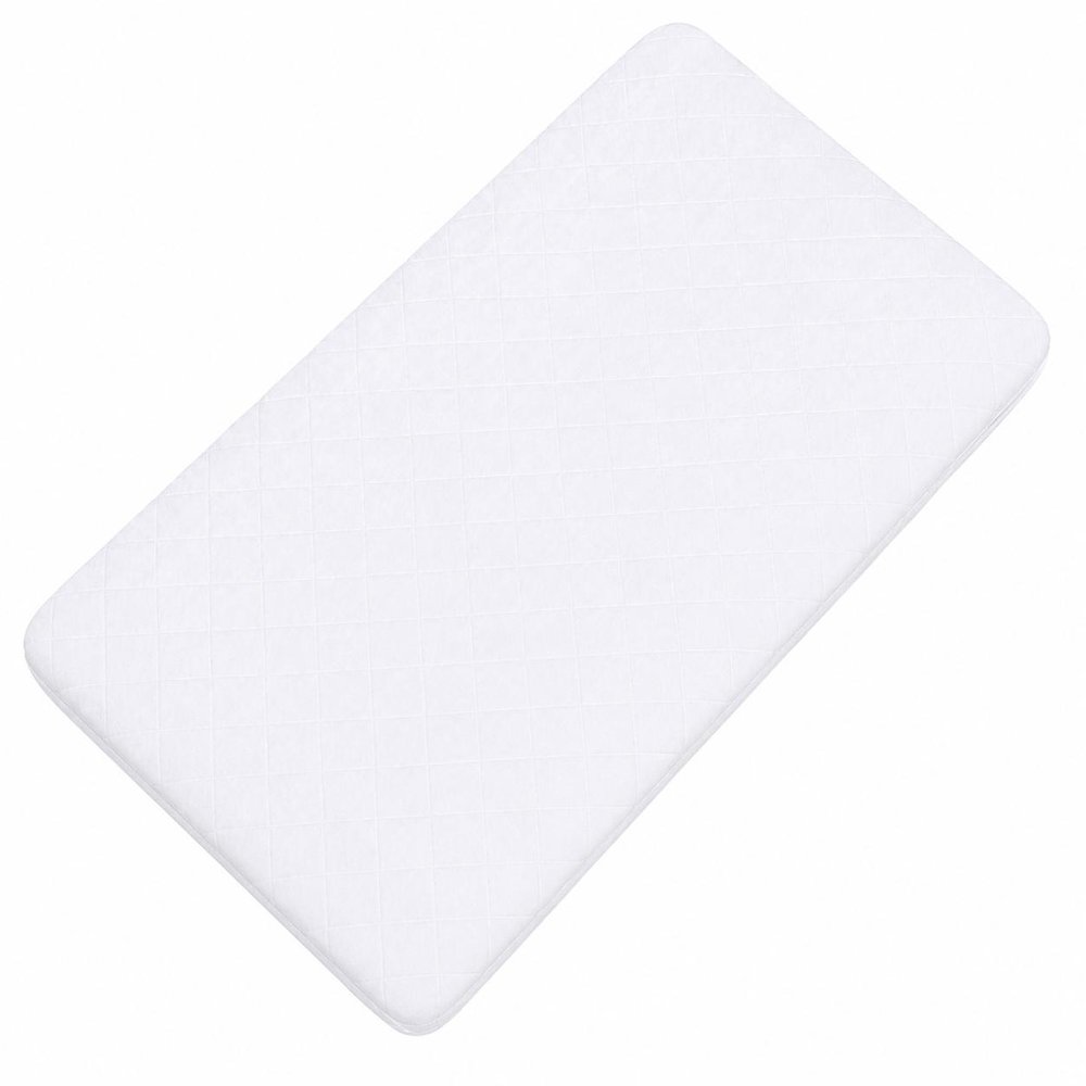 5" Deep Waterproof Bamboo Terry Cloth Crib Mattress Cover. Mattress protector isolated on a plain white background, showing a white fabric surface.