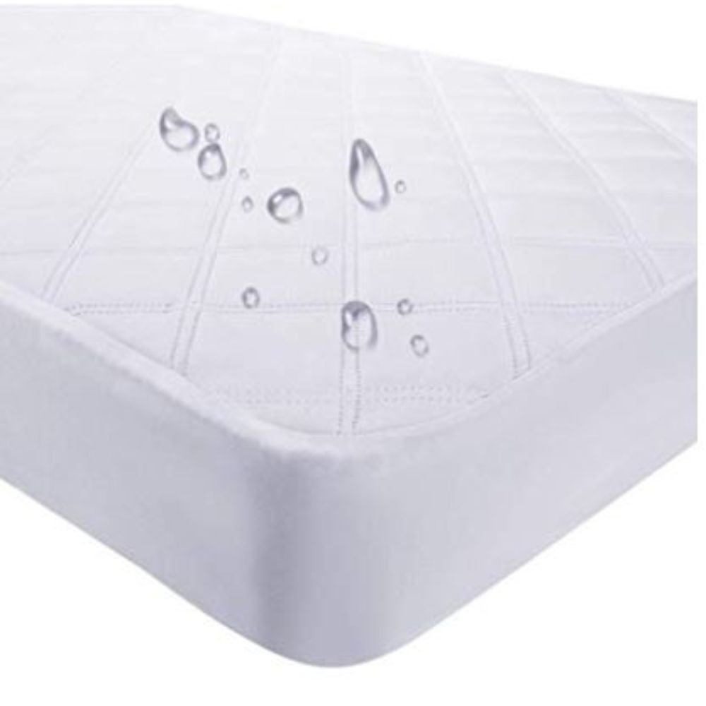 9" Deep Waterproof Bamboo Terry Cloth Crib Mattress Cover on a white background