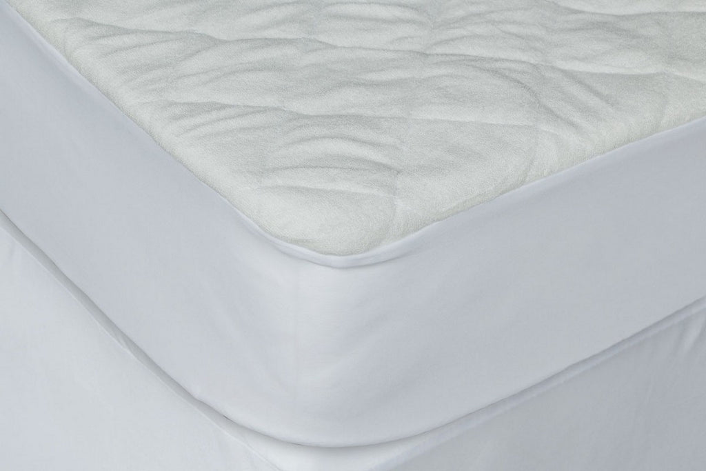 9" Deep Waterproof Bamboo Terry Cloth Crib Mattress Cover on a white background