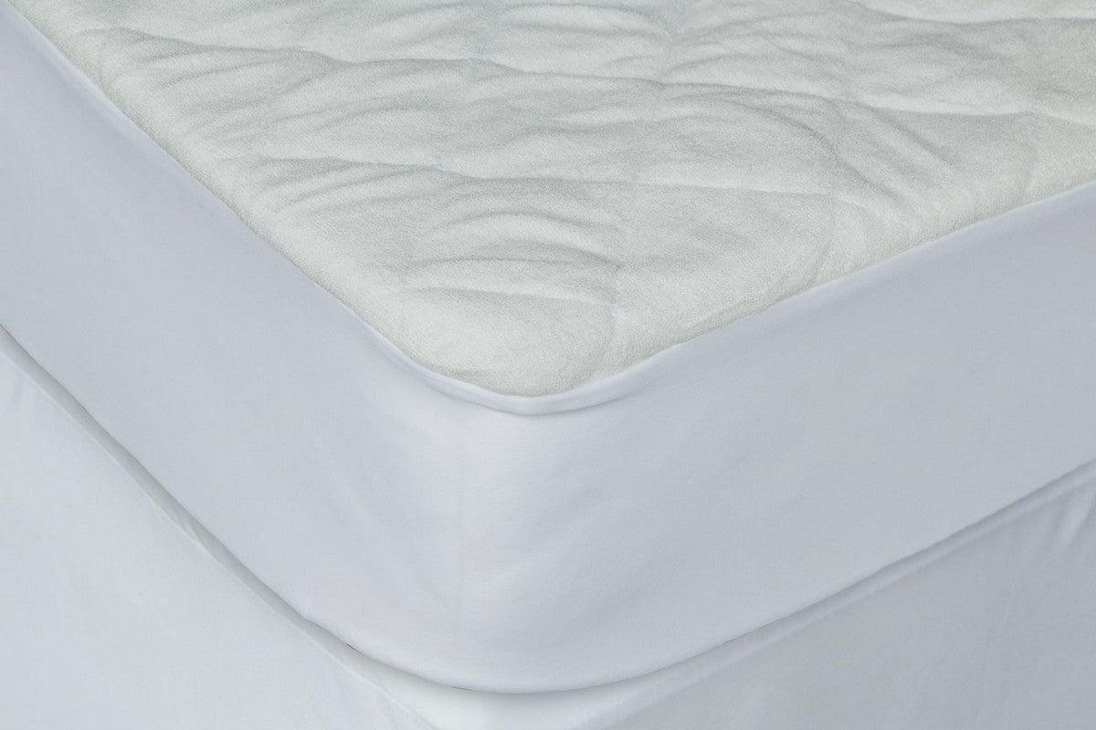 9" Deep Waterproof Bamboo Terry Cloth Crib Mattress Cover on a white background