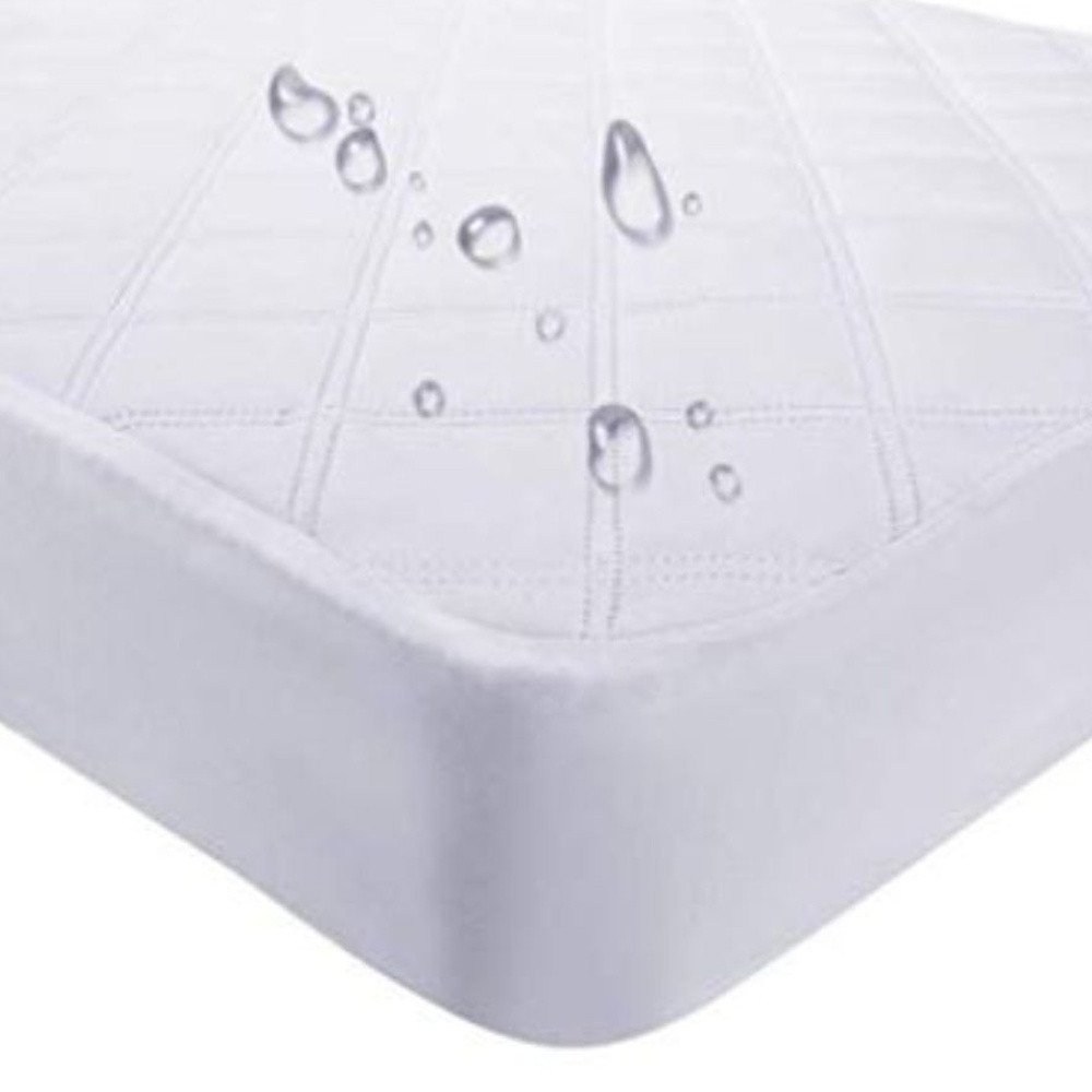 9" Deep Waterproof Bamboo Terry Cloth Crib Mattress Cover on a white background