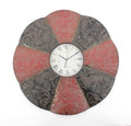 30" Red And Black Metal Analog Novelty Wall Clock. Wall clock isolated on a plain white background, showing a red metal surface.