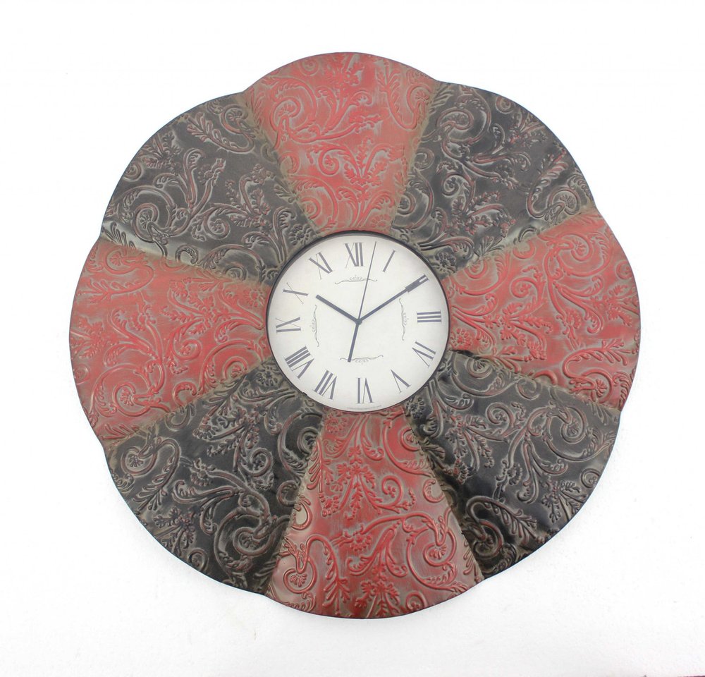 30" Red And Black Metal Analog Novelty Wall Clock