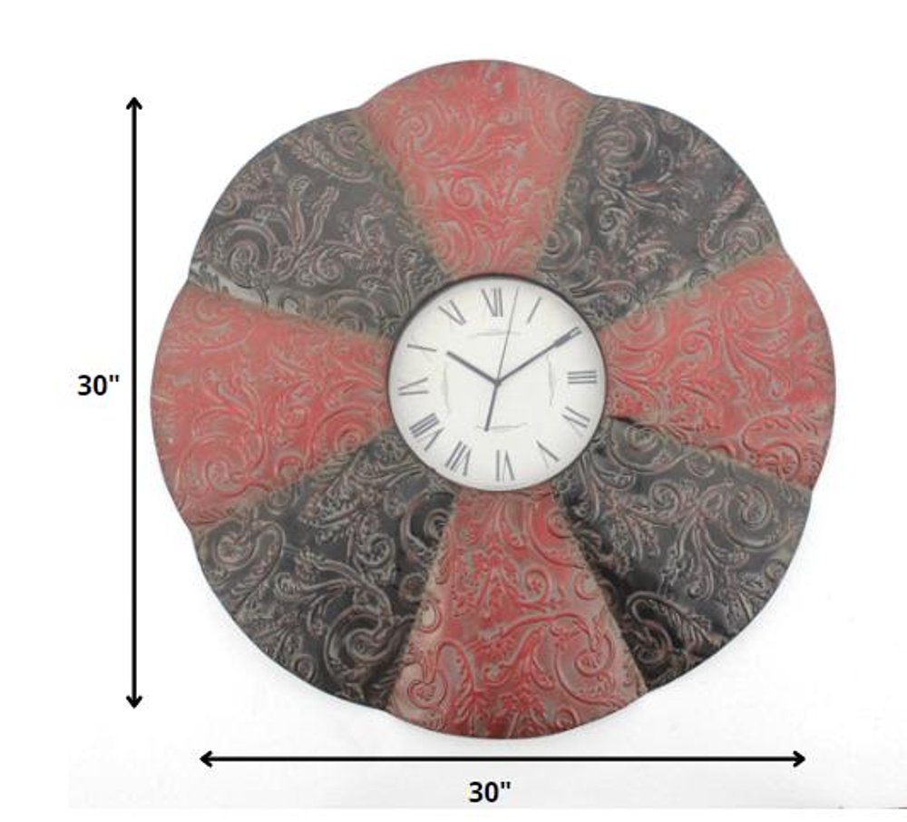 30" Red And Black Metal Analog Novelty Wall Clock