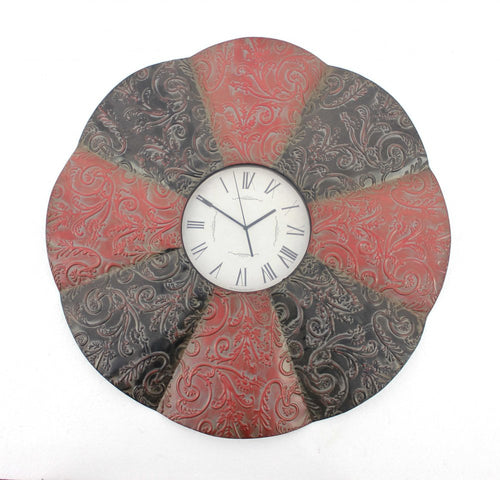 30" Red And Black Metal Analog Novelty Wall Clock