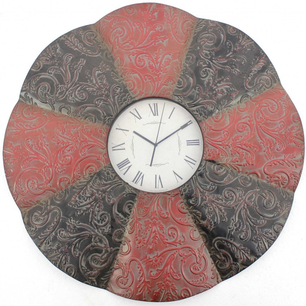 30" Red And Black Metal Analog Novelty Wall Clock