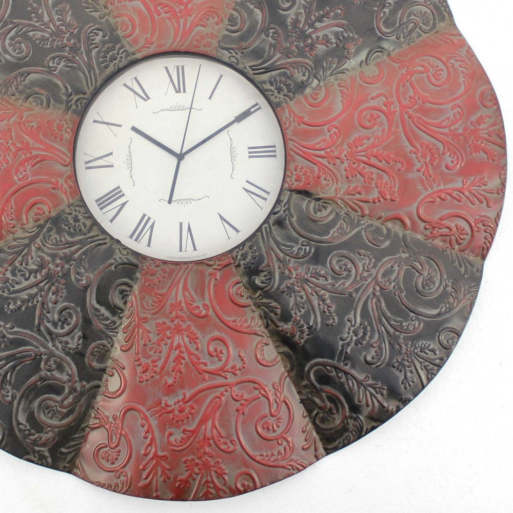 30" Red And Black Metal Analog Novelty Wall Clock