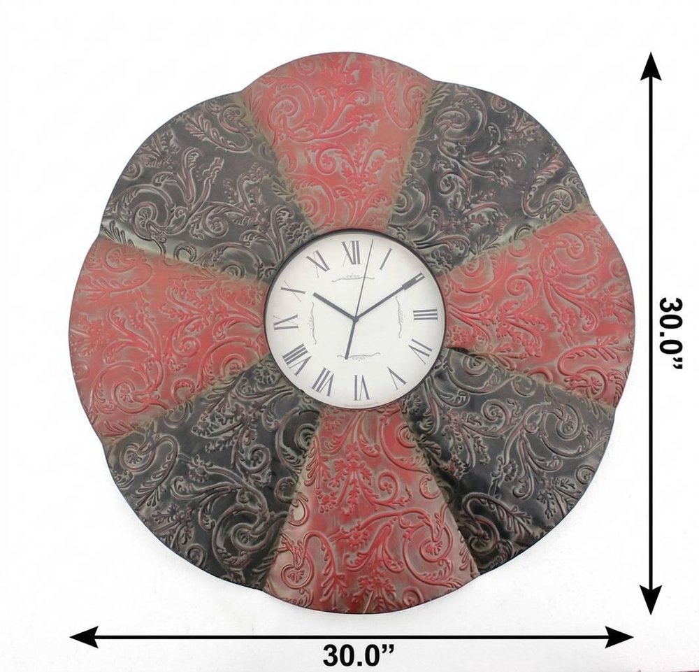 30" Red And Black Metal Analog Novelty Wall Clock