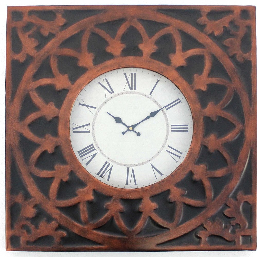 23" Bronze Metal Analog Square Wall Clock