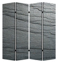 84" Gray Canvas Folding Four Panel Screen Room Divider on a white background