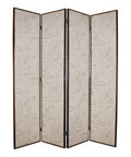 84" Beige Fabric Folding Four Panel Screen Room Divider