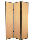 71" Natural Wood Folding Three Panel Screen Room Divider