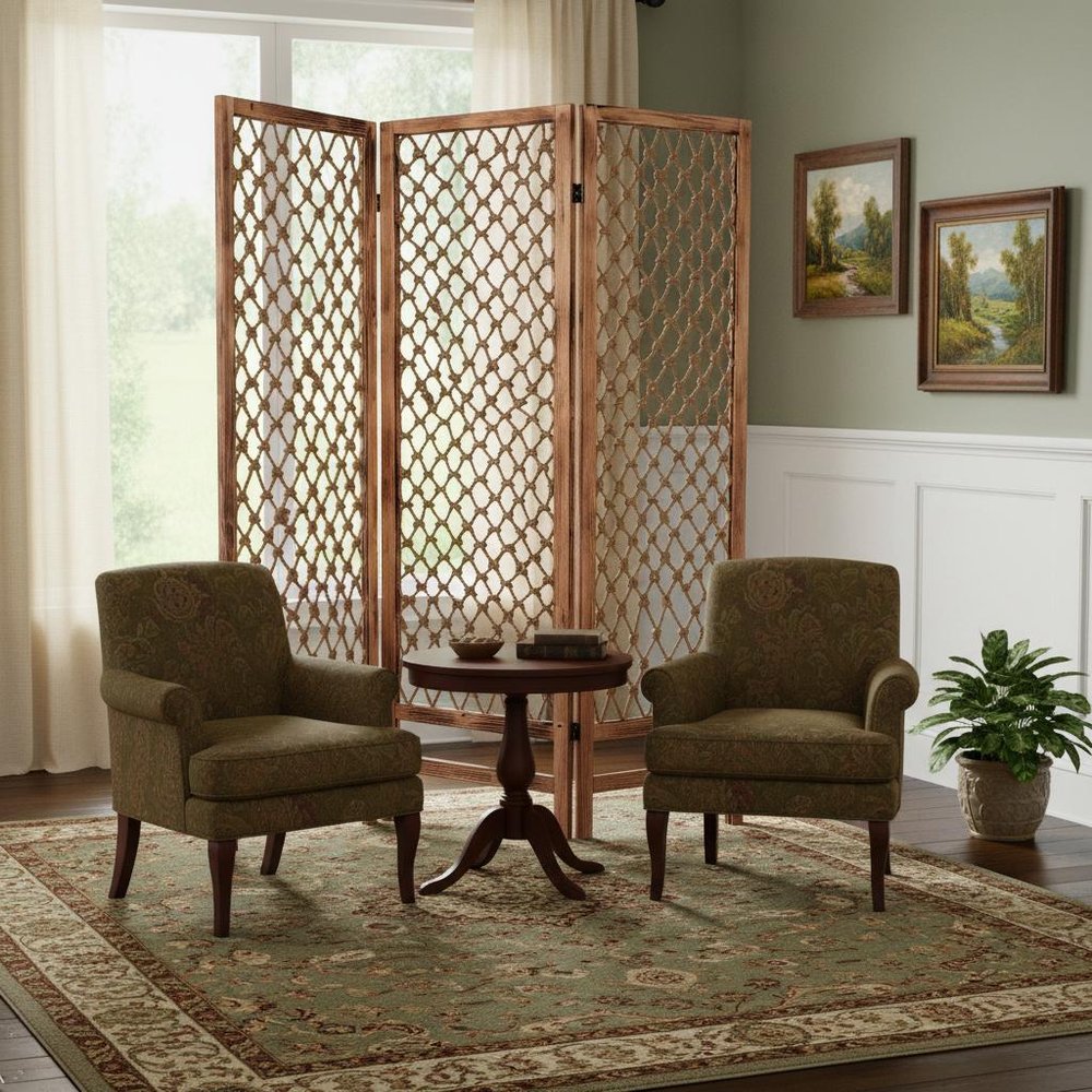 69" Natural Solid Wood Panel Screen Room Divider