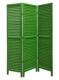 67" Green Wood Folding Three Panel Screen Room Divider