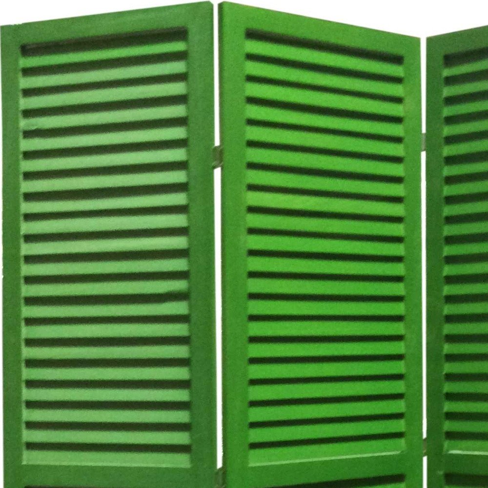 67" Green Wood Folding Three Panel Screen Room Divider