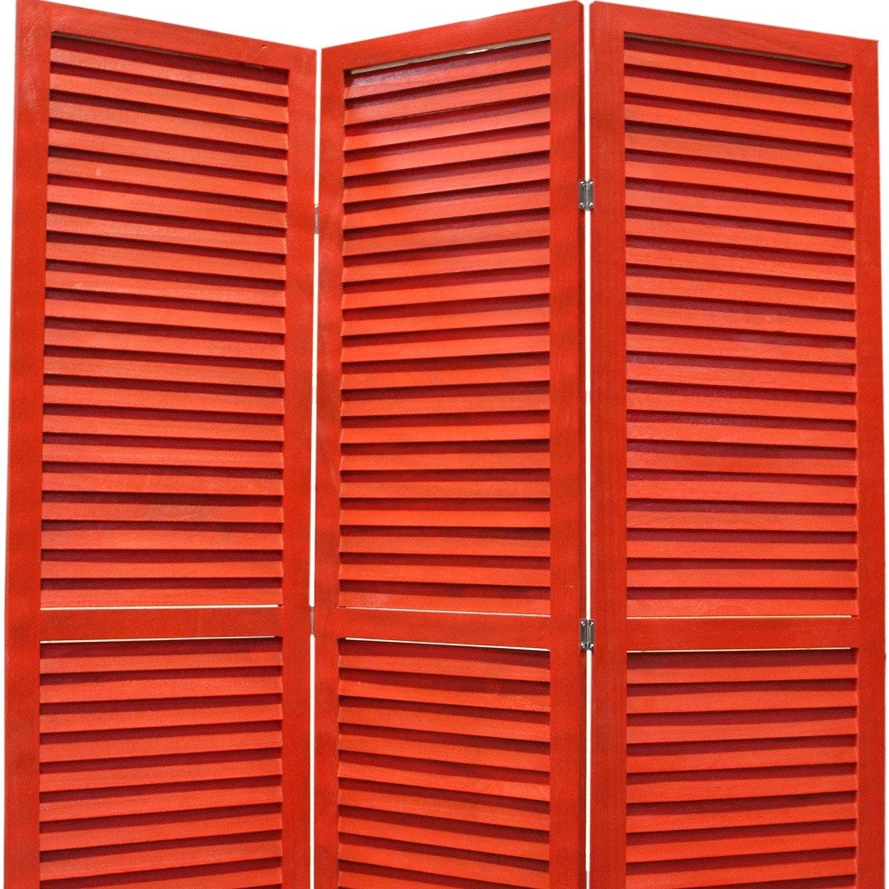 67" Green Wood Folding Three Panel Screen Room Divider