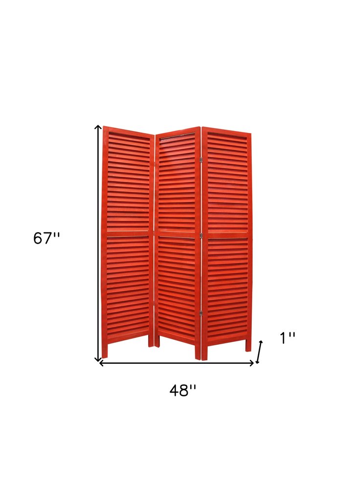 67" Green Wood Folding Three Panel Screen Room Divider