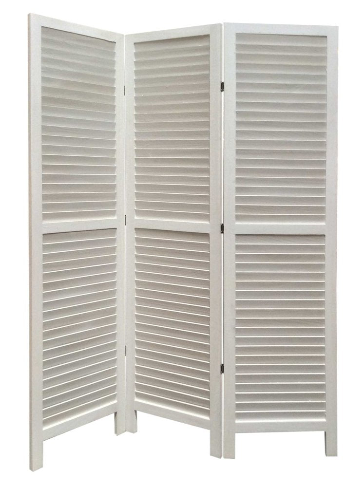 67" Green Wood Folding Three Panel Screen Room Divider on a white background