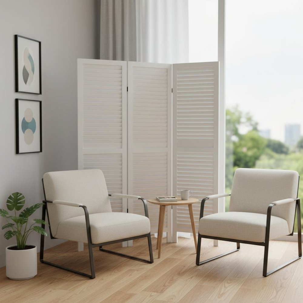 67" Green Wood Folding Three Panel Screen Room Divider