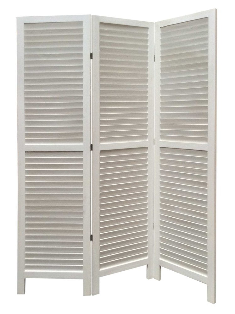 67" Green Wood Folding Three Panel Screen Room Divider