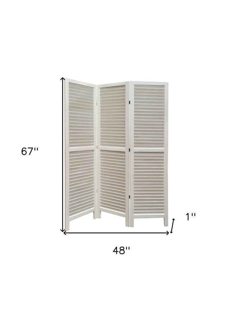 67" Green Wood Folding Three Panel Screen Room Divider