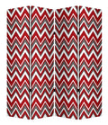 84" Red And Gray Canvas Folding Four Panel Screen Room Divider on a white background