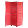 67" Red Solid Wood Panel Screen Room Divider. Room divider isolated on a plain white background, finished in red wood.