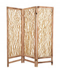 69" Brown Solid Wood Panel Screen Room Divider