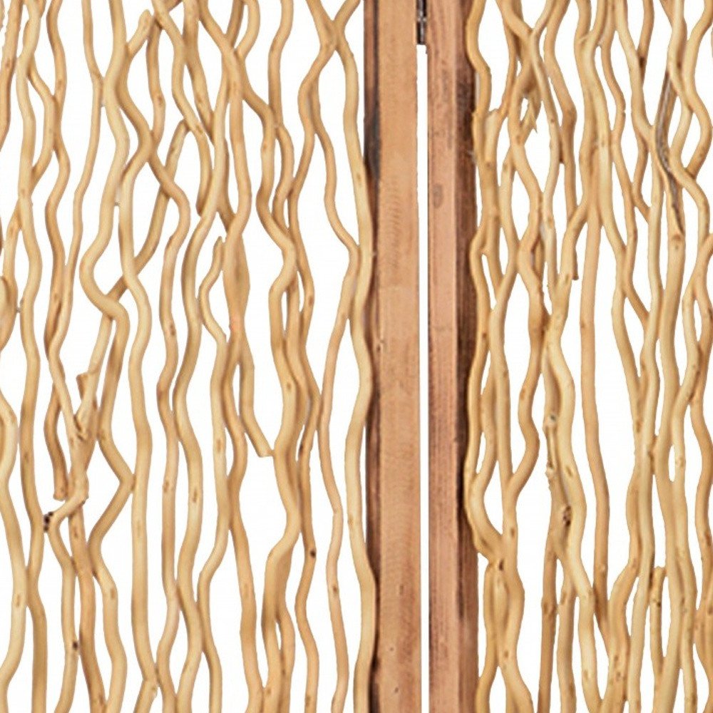 69" Brown Solid Wood Panel Screen Room Divider on a white background