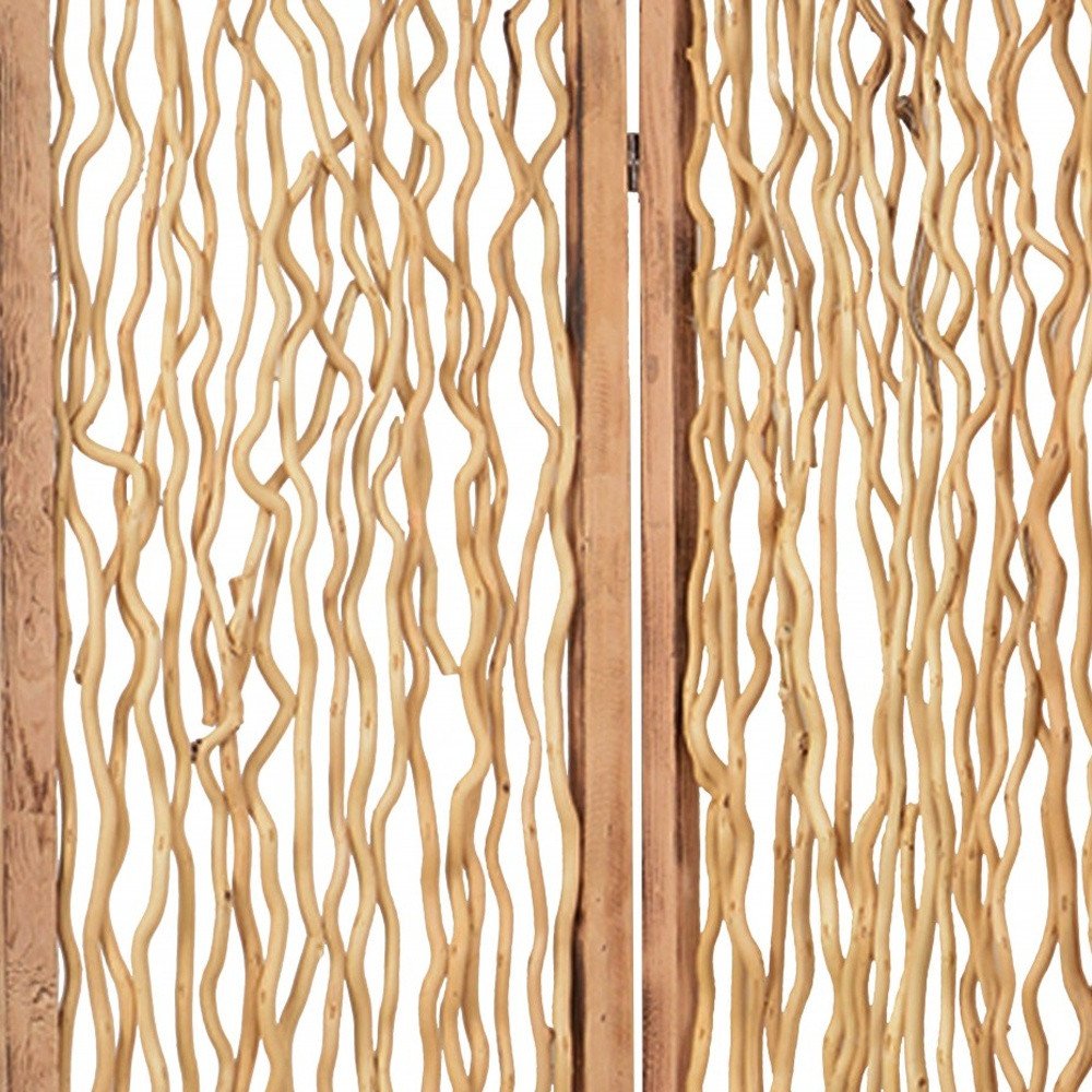 69" Brown Solid Wood Panel Screen Room Divider