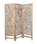 69" Brown Solid Wood Panel Screen Room Divider