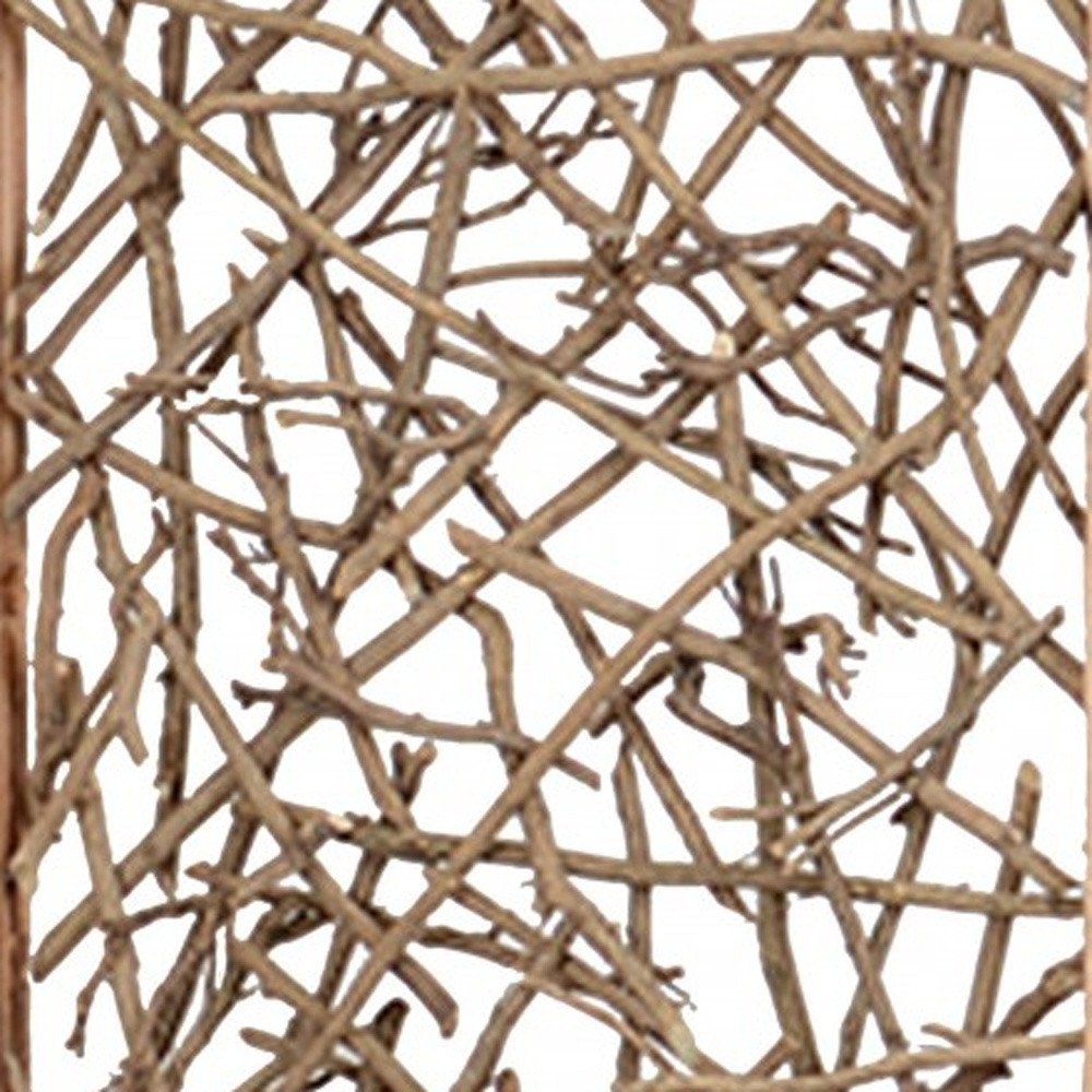 69" Brown Solid Wood Panel Screen Room Divider