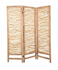 69" Brown Solid Wood Panel Screen Room Divider on a white background
