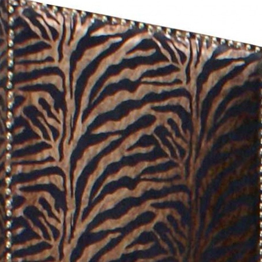 84" Bronze Fabric Folding Four Panel Screen Room Divider close-up detail
