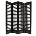 84" Brown Wood Folding Four Panel Screen Room Divider - SKU 274735 on a white background