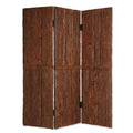 72" Brown Wood Folding Three Panel Screen Room Divider