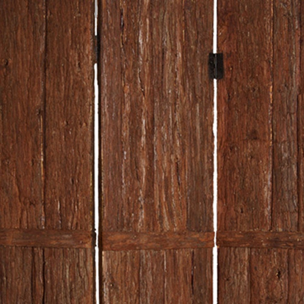 72" Brown Wood Folding Three Panel Screen Room Divider