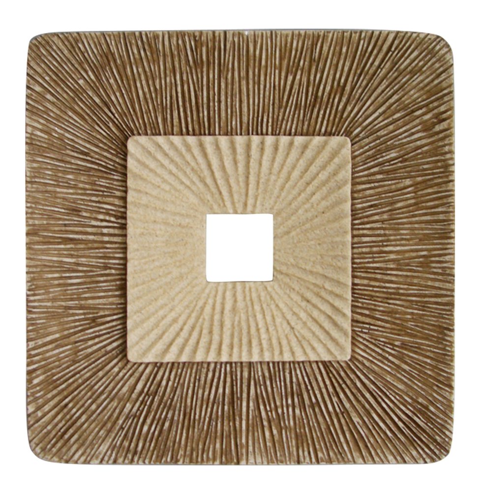 Set of Two Brown Abstract Geometric Sandstone Square Hanging Wall Decor on a white background