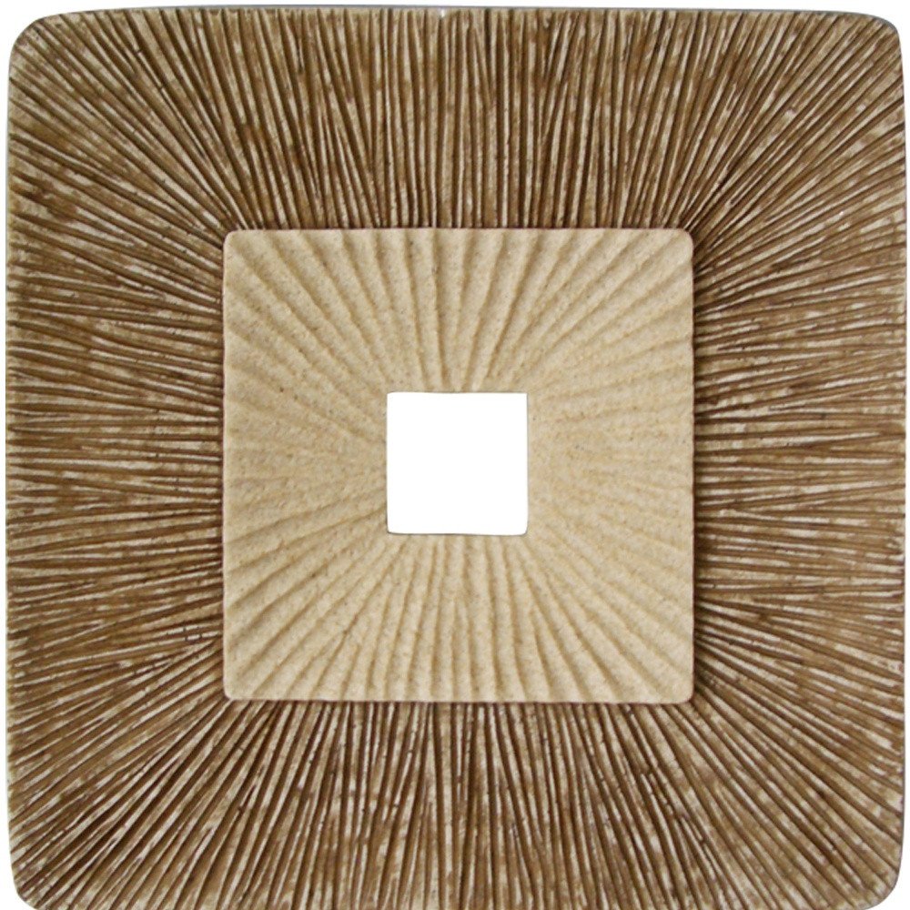 Set of Two Brown Abstract Geometric Sandstone Square Hanging Wall Decor