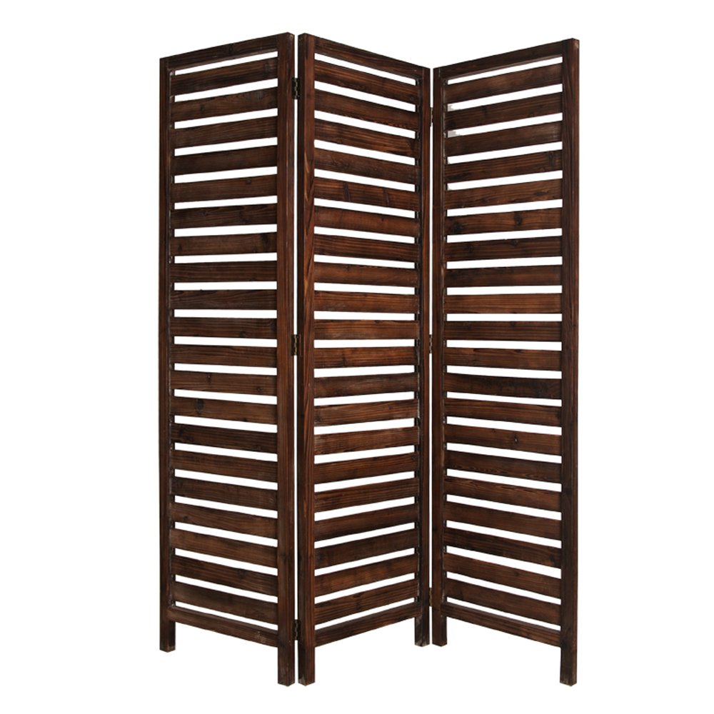 72" Brown Solid Wood Panel Screen Room Divider