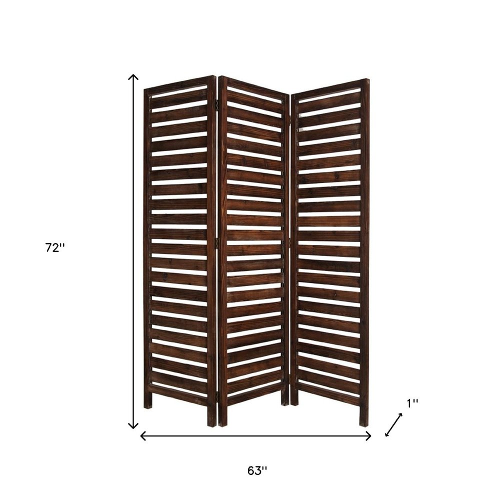 72" Brown Solid Wood Panel Screen Room Divider