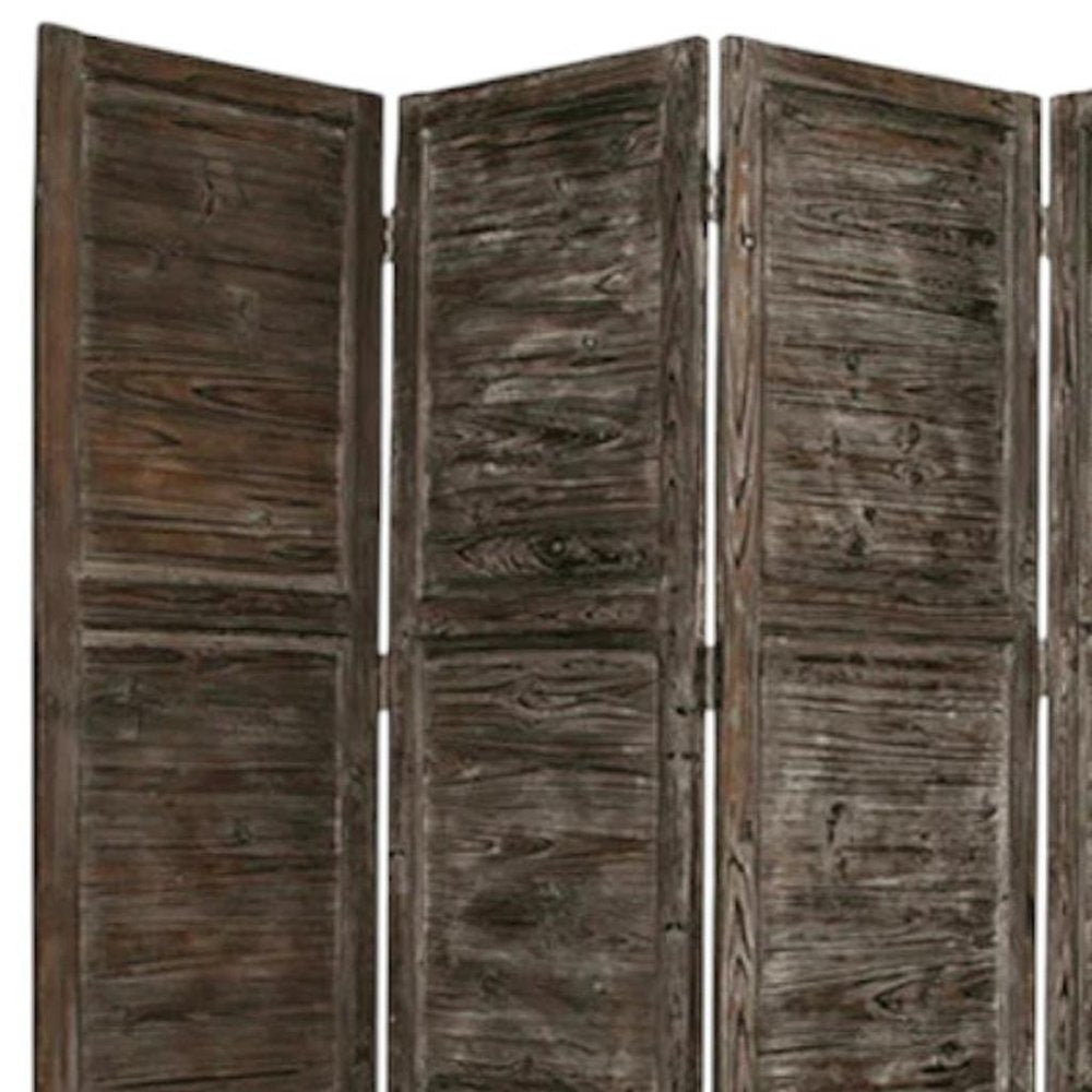 84" Black Wood Folding Four Panel Screen Room Divider close-up detail