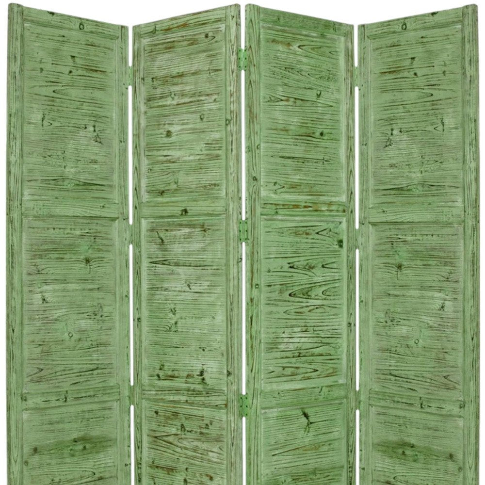84" Black Wood Folding Four Panel Screen Room Divider close-up detail