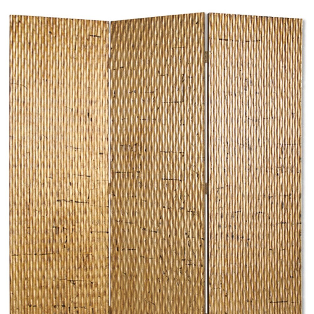 72" Silver Wood Folding Three Panel Screen Room Divider