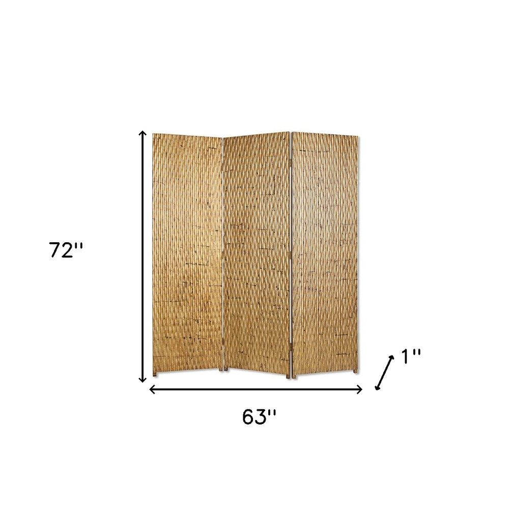 72" Silver Wood Folding Three Panel Screen Room Divider