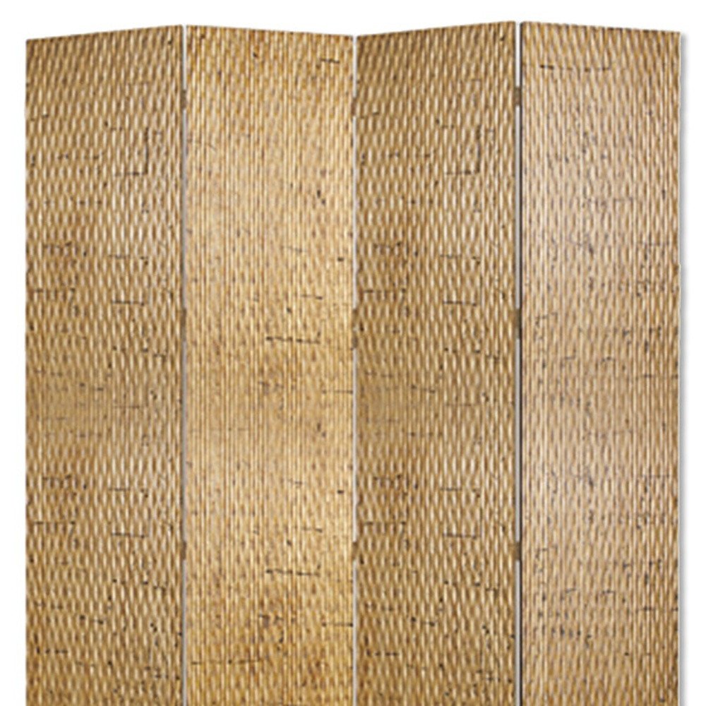 84" Silver Wood Folding Four Panel Screen Room Divider close-up detail