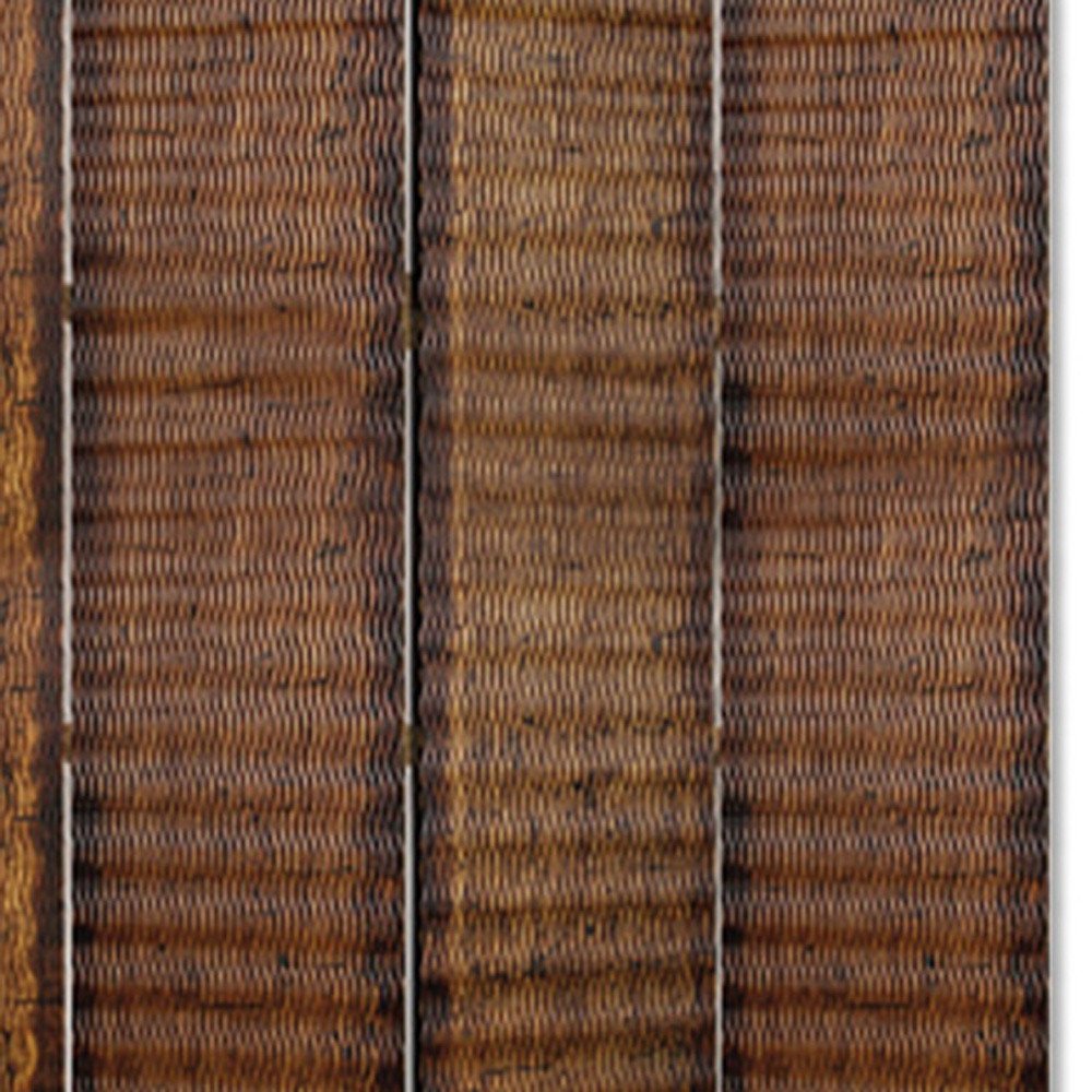 84" Brown Wood Folding Four Panel Screen Room Divider - SKU 274907