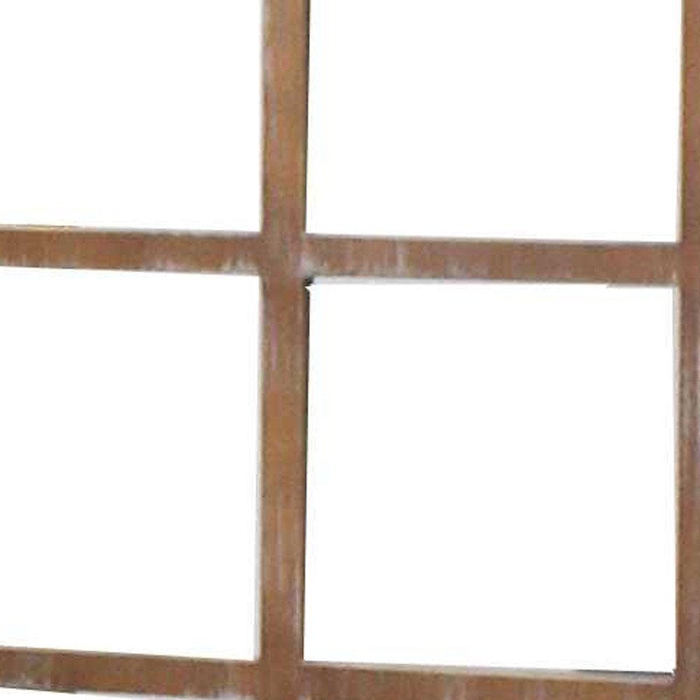 84" Brown Glass Folding Three Panel Screen Room Divider on a white background